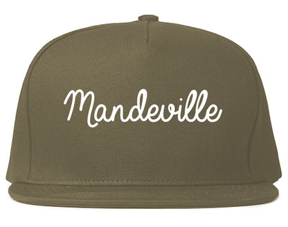 Mandeville Louisiana LA Script Mens Snapback Hat Grey