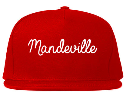Mandeville Louisiana LA Script Mens Snapback Hat Red
