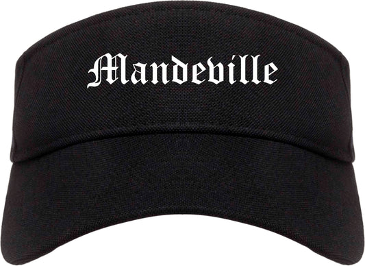 Mandeville Louisiana LA Old English Mens Visor Cap Hat Black