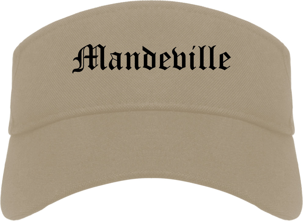 Mandeville Louisiana LA Old English Mens Visor Cap Hat Khaki