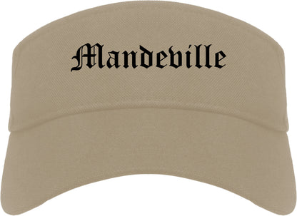 Mandeville Louisiana LA Old English Mens Visor Cap Hat Khaki