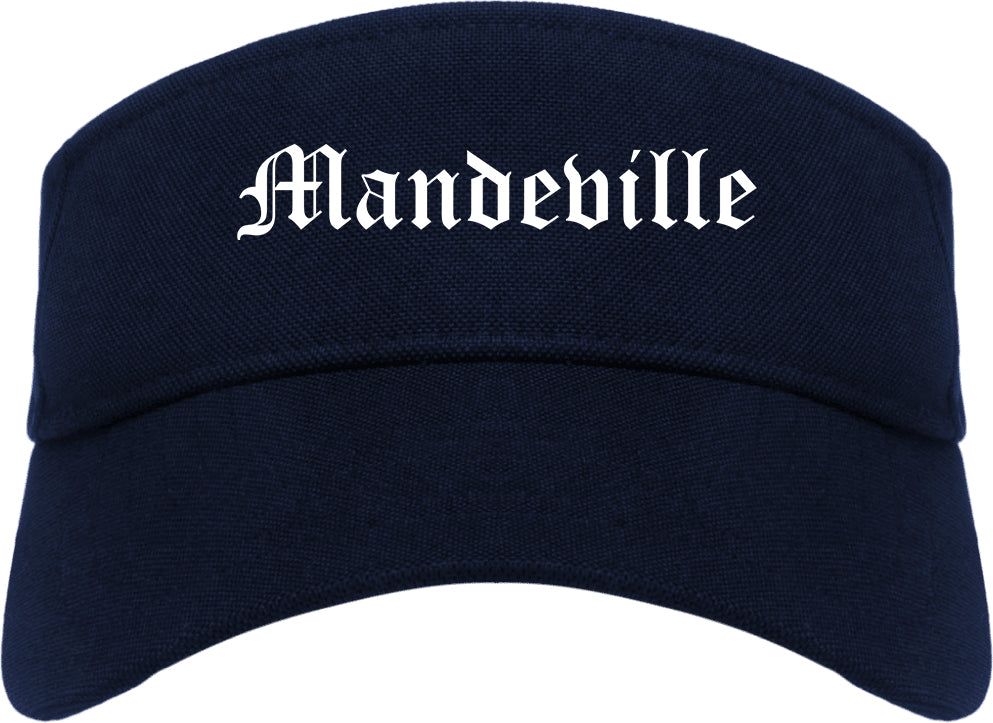 Mandeville Louisiana LA Old English Mens Visor Cap Hat Navy Blue