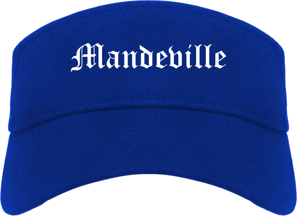 Mandeville Louisiana LA Old English Mens Visor Cap Hat Royal Blue