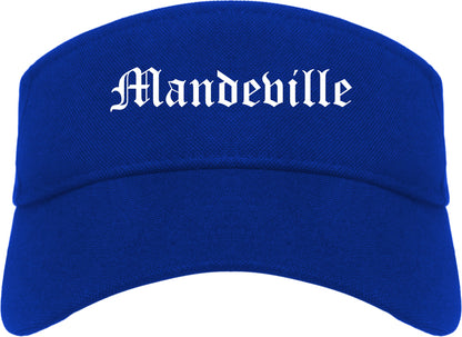 Mandeville Louisiana LA Old English Mens Visor Cap Hat Royal Blue