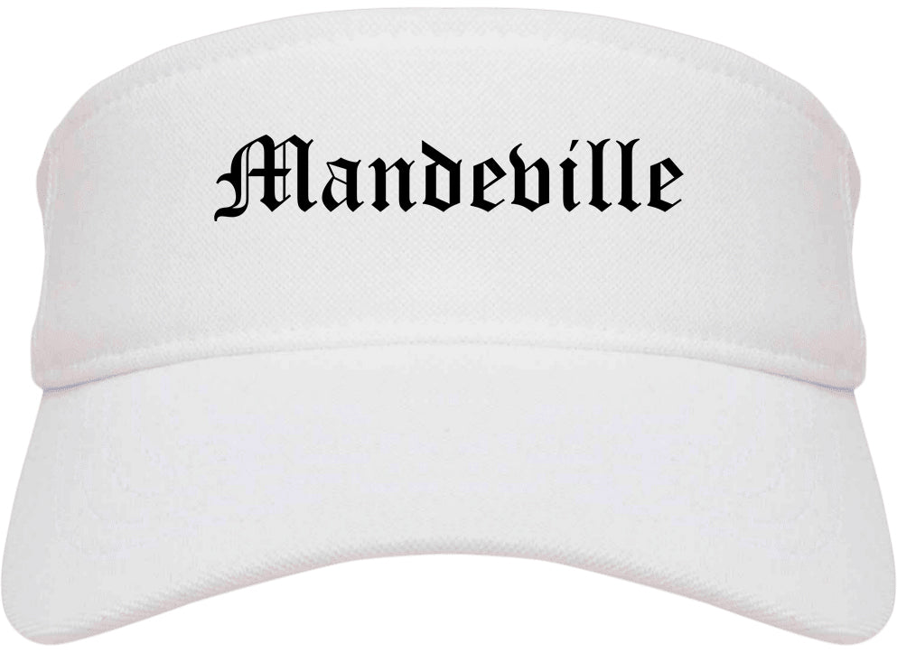 Mandeville Louisiana LA Old English Mens Visor Cap Hat White