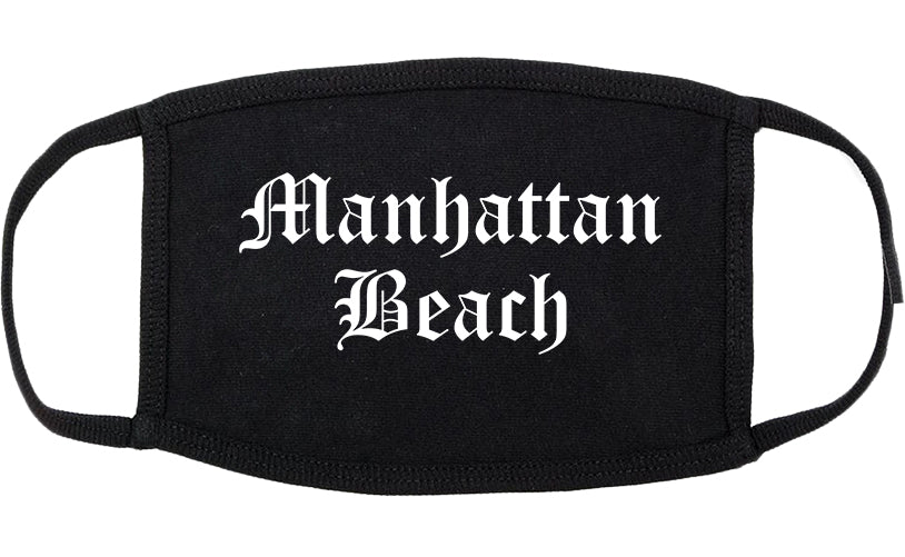 Manhattan Beach California CA Old English Cotton Face Mask Black