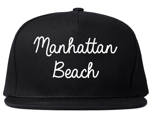 Manhattan Beach California CA Script Mens Snapback Hat Black