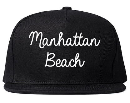 Manhattan Beach California CA Script Mens Snapback Hat Black