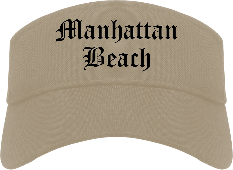 Manhattan Beach California CA Old English Mens Visor Cap Hat Khaki