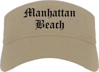 Manhattan Beach California CA Old English Mens Visor Cap Hat Khaki