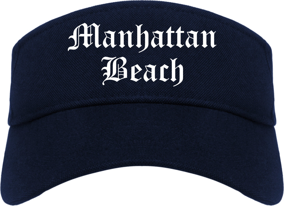 Manhattan Beach California CA Old English Mens Visor Cap Hat Navy Blue
