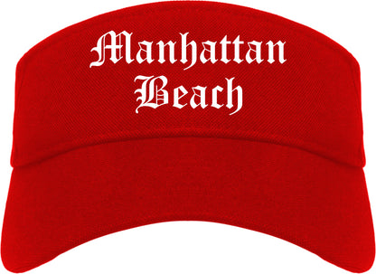 Manhattan Beach California CA Old English Mens Visor Cap Hat Red