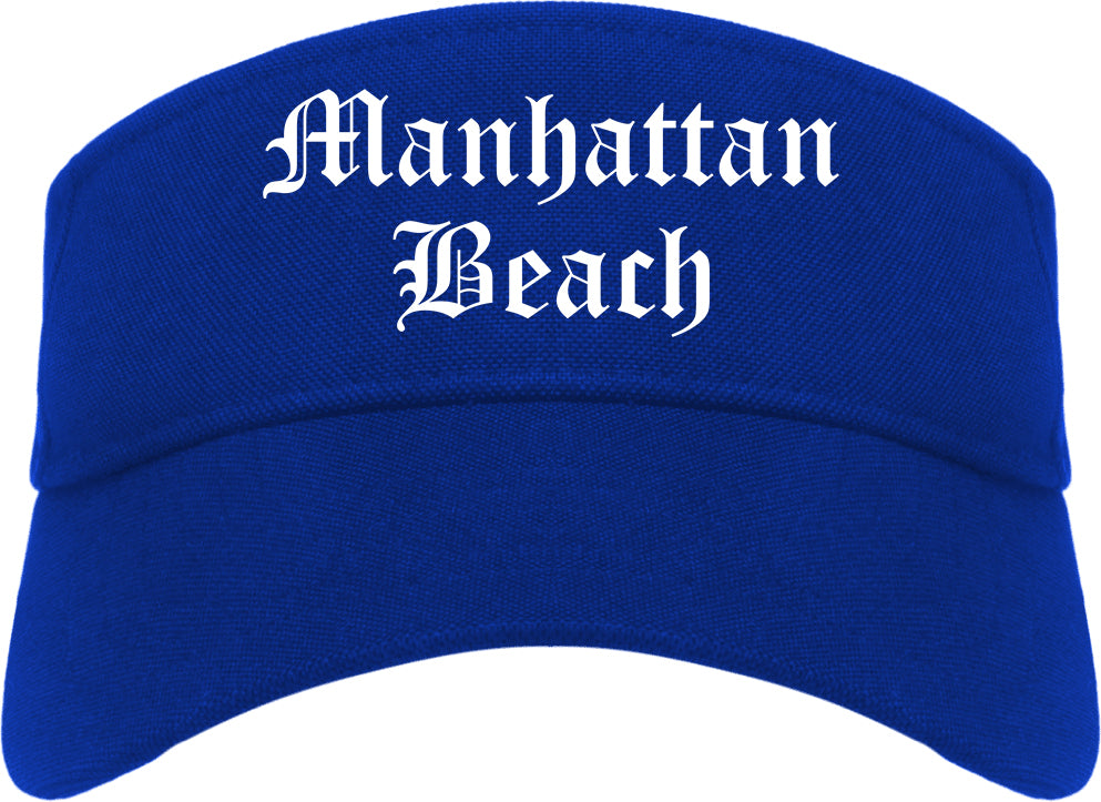 Manhattan Beach California CA Old English Mens Visor Cap Hat Royal Blue
