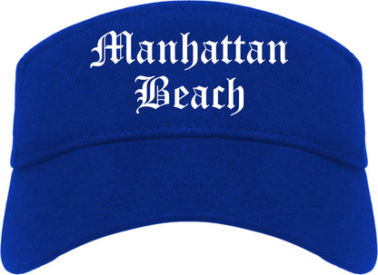 Manhattan Beach California CA Old English Mens Visor Cap Hat Royal Blue