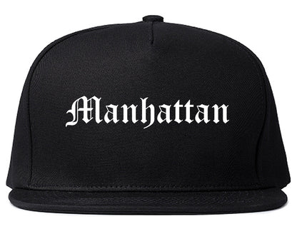Manhattan Illinois IL Old English Mens Snapback Hat Black