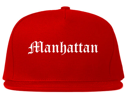 Manhattan Illinois IL Old English Mens Snapback Hat Red