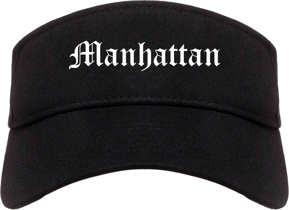 Manhattan Kansas KS Old English Mens Visor Cap Hat Black
