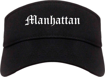 Manhattan Kansas KS Old English Mens Visor Cap Hat Black