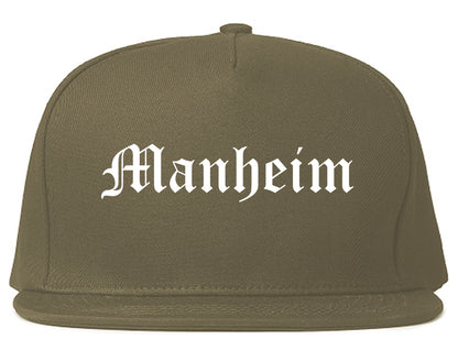 Manheim Pennsylvania PA Old English Mens Snapback Hat Grey