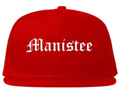 Manistee Michigan MI Old English Mens Snapback Hat Red