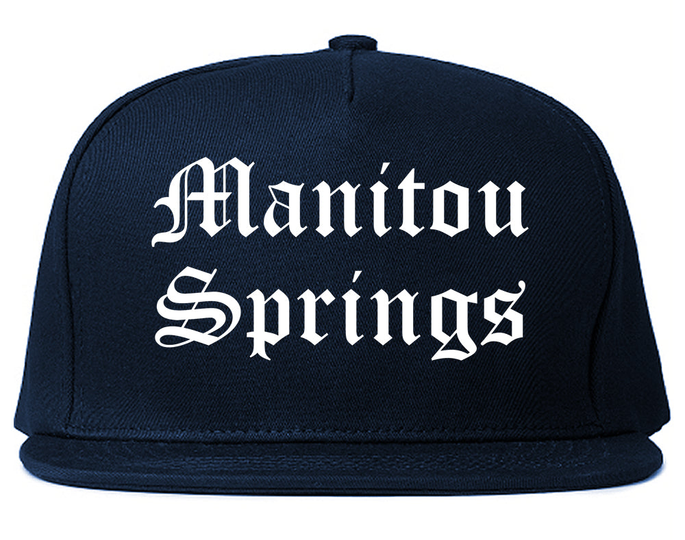 Manitou Springs Colorado CO Old English Mens Snapback Hat Navy Blue