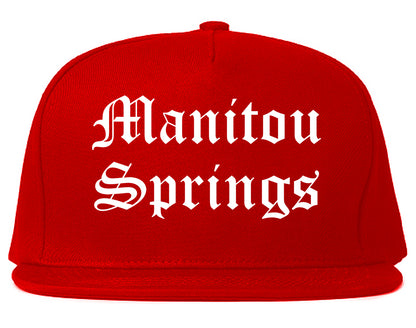 Manitou Springs Colorado CO Old English Mens Snapback Hat Red