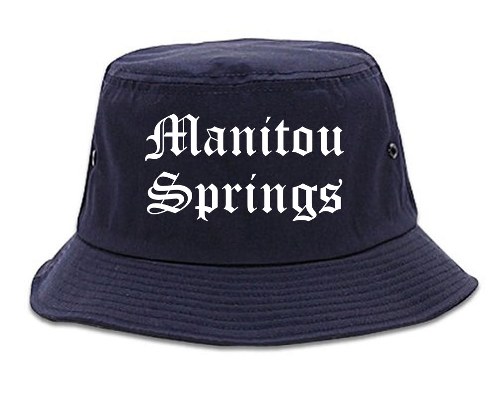 Manitou Springs Colorado CO Old English Mens Bucket Hat Navy Blue