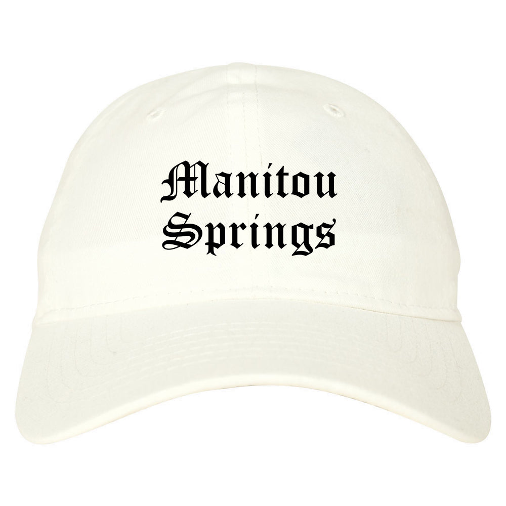 Manitou Springs Colorado CO Old English Mens Dad Hat Baseball Cap White