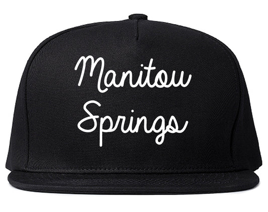 Manitou Springs Colorado CO Script Mens Snapback Hat Black