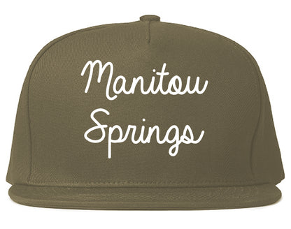 Manitou Springs Colorado CO Script Mens Snapback Hat Grey