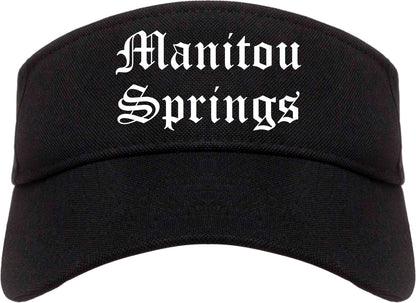 Manitou Springs Colorado CO Old English Mens Visor Cap Hat Black