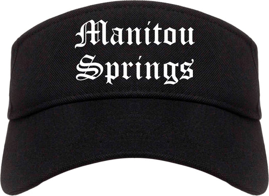 Manitou Springs Colorado CO Old English Mens Visor Cap Hat Black