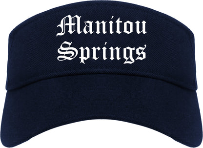 Manitou Springs Colorado CO Old English Mens Visor Cap Hat Navy Blue