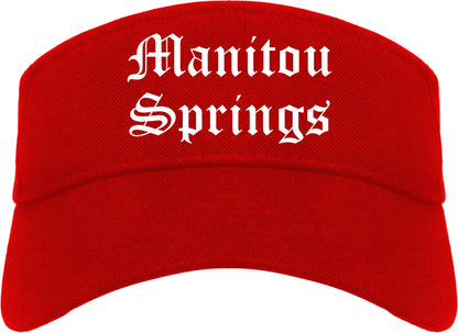 Manitou Springs Colorado CO Old English Mens Visor Cap Hat Red