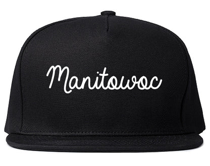 Manitowoc Wisconsin WI Script Mens Snapback Hat Black