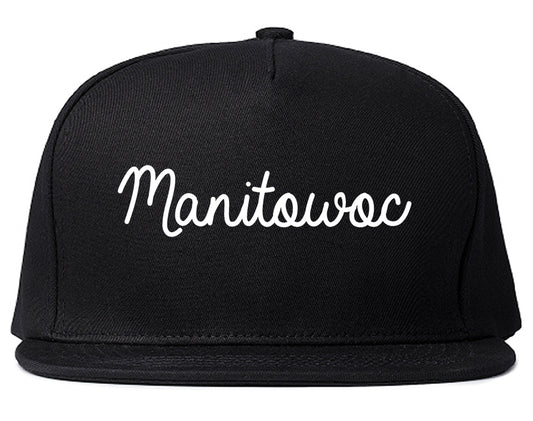 Manitowoc Wisconsin WI Script Mens Snapback Hat Black