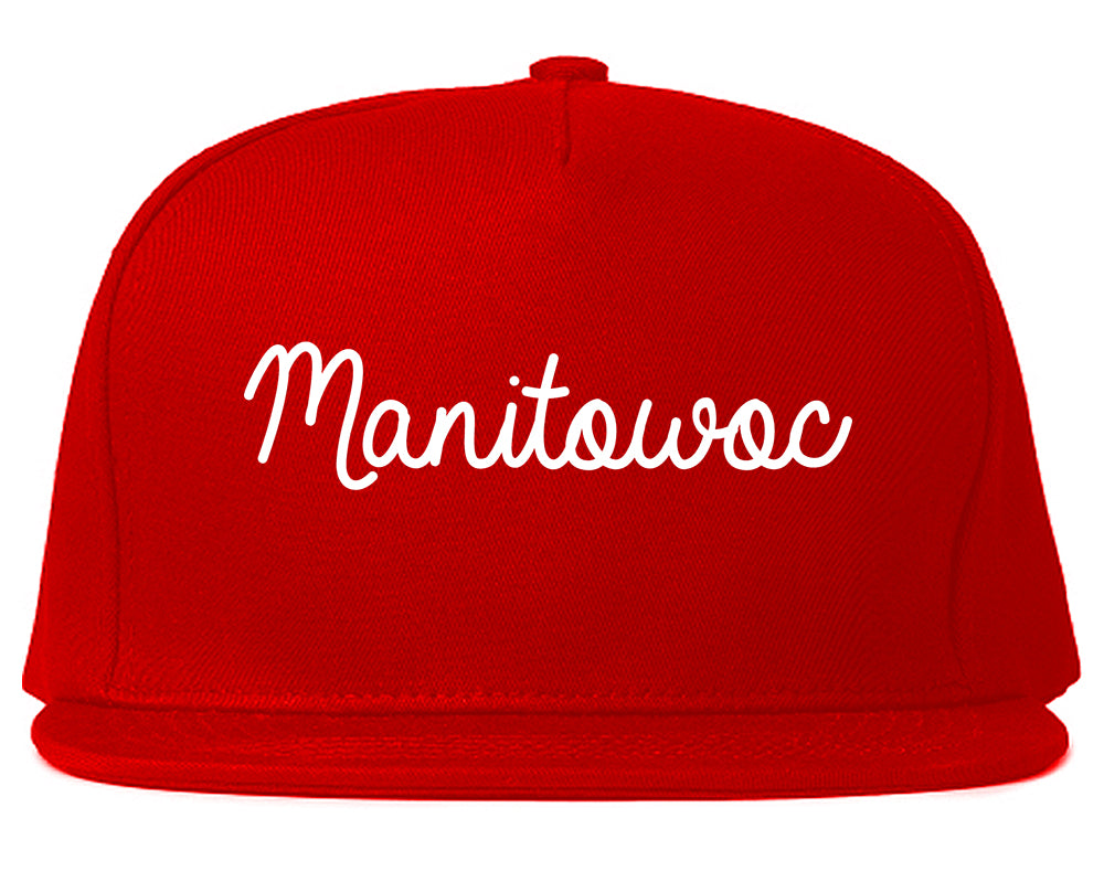 Manitowoc Wisconsin WI Script Mens Snapback Hat Red
