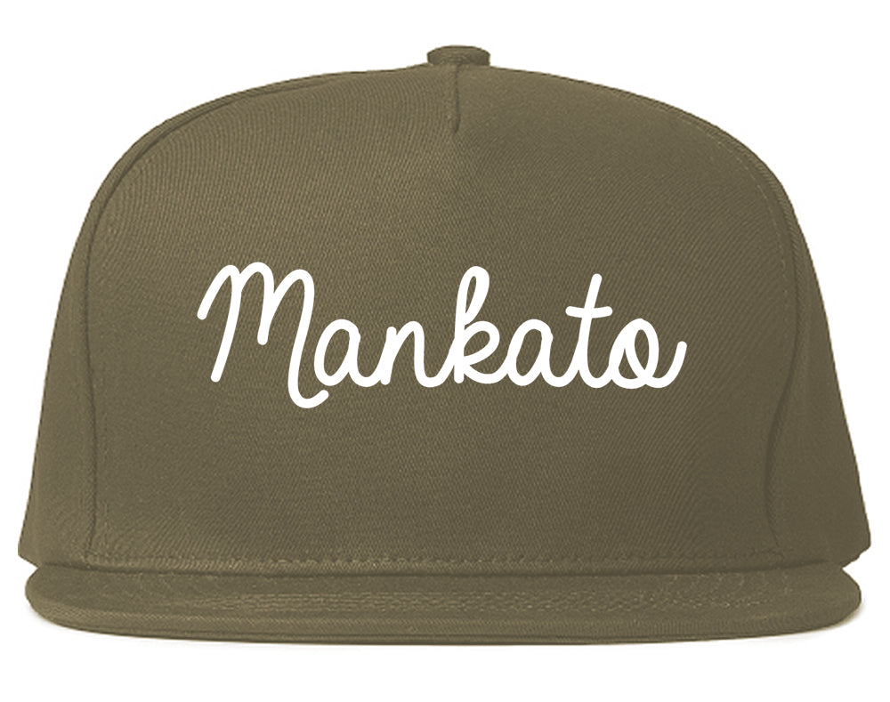 Mankato Minnesota MN Script Mens Snapback Hat Grey