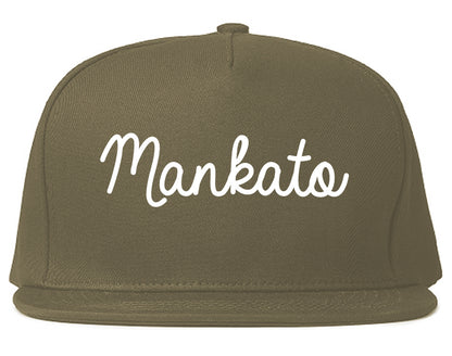 Mankato Minnesota MN Script Mens Snapback Hat Grey