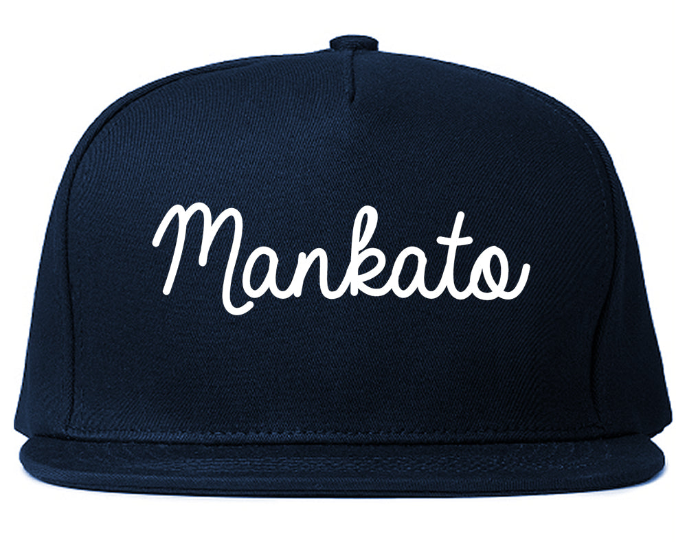 Mankato Minnesota MN Script Mens Snapback Hat Navy Blue