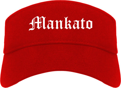 Mankato Minnesota MN Old English Mens Visor Cap Hat Red