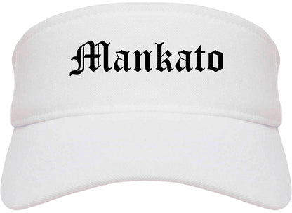 Mankato Minnesota MN Old English Mens Visor Cap Hat White