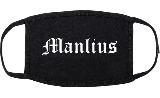 Manlius New York NY Old English Cotton Face Mask Black