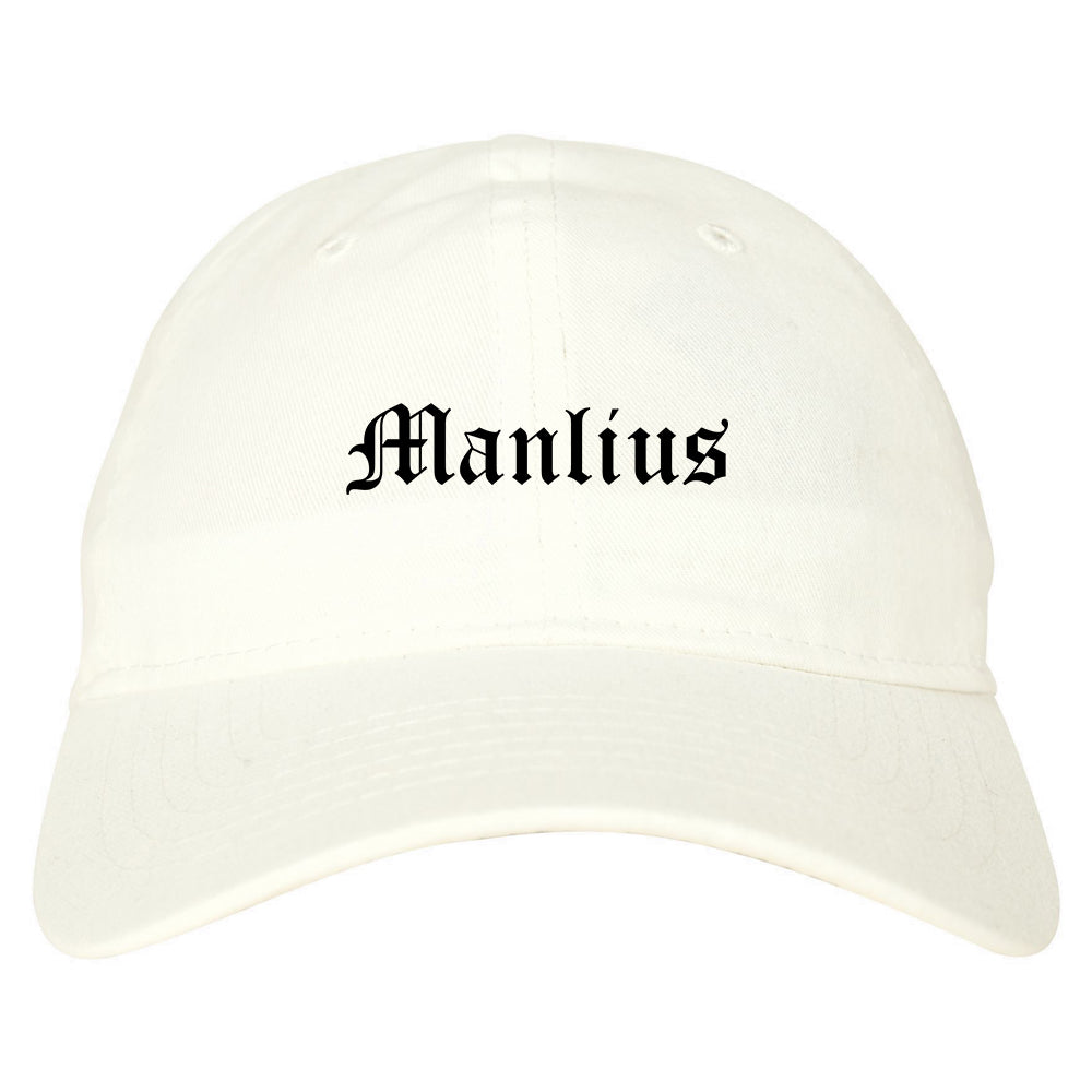 Manlius New York NY Old English Mens Dad Hat Baseball Cap White