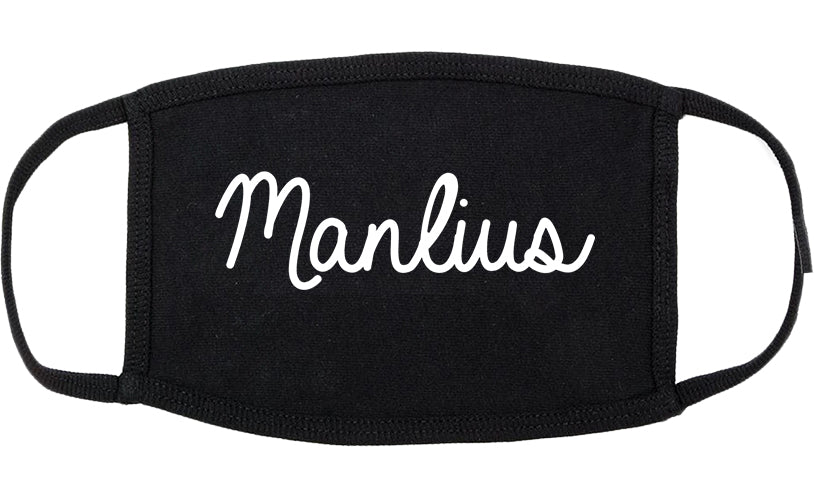 Manlius New York NY Script Cotton Face Mask Black