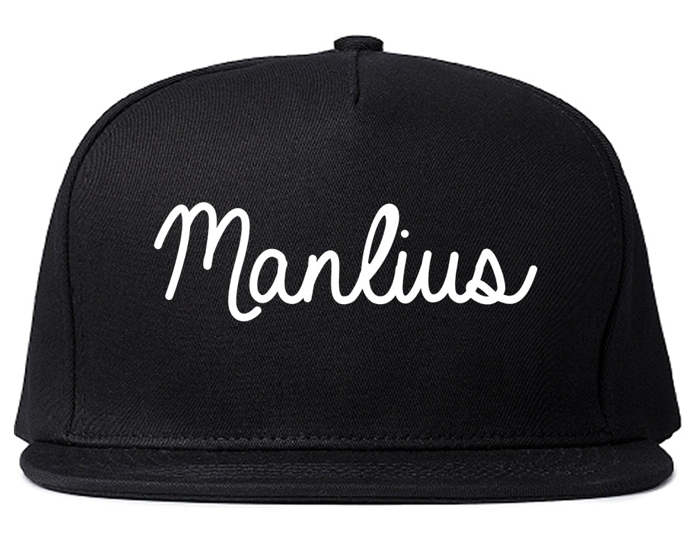 Manlius New York NY Script Mens Snapback Hat Black