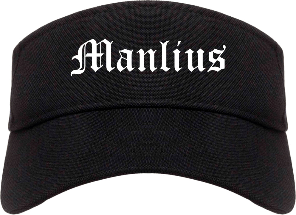 Manlius New York NY Old English Mens Visor Cap Hat Black