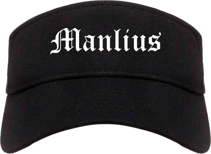 Manlius New York NY Old English Mens Visor Cap Hat Black