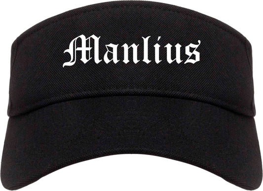 Manlius New York NY Old English Mens Visor Cap Hat Black