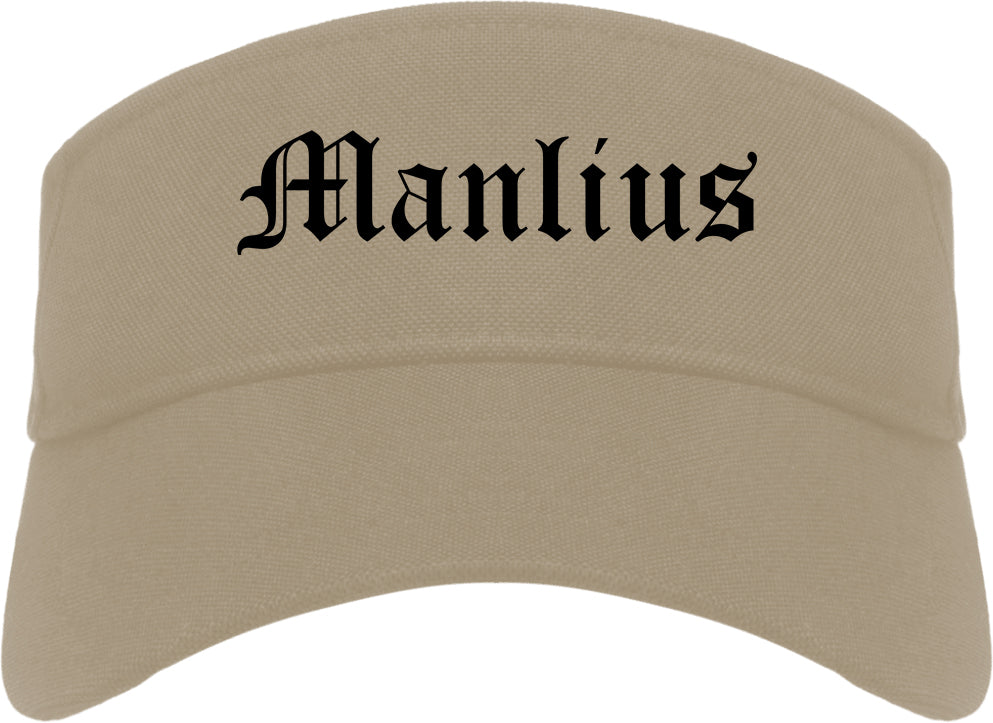 Manlius New York NY Old English Mens Visor Cap Hat Khaki